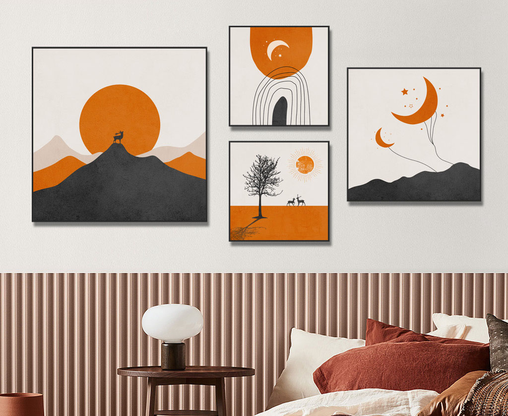 File of 4 modern abstract paintings - HQ-511