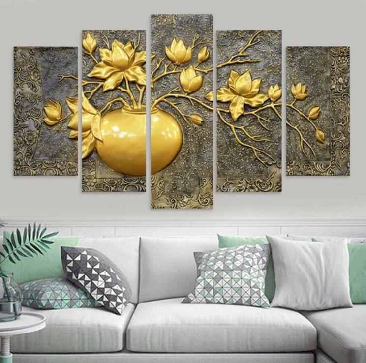 3D Yellow Lotus Vase Painting File- S029