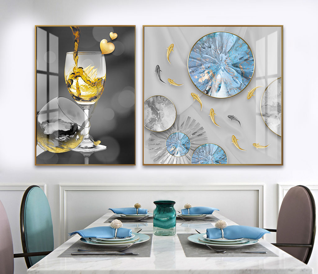 Set of 2 Modern Abstract Art Files for Dining Room - HQ-495