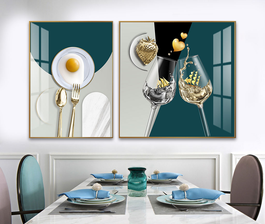 Set of 2 Modern Abstract Art Files for Dining Room - HQ-503