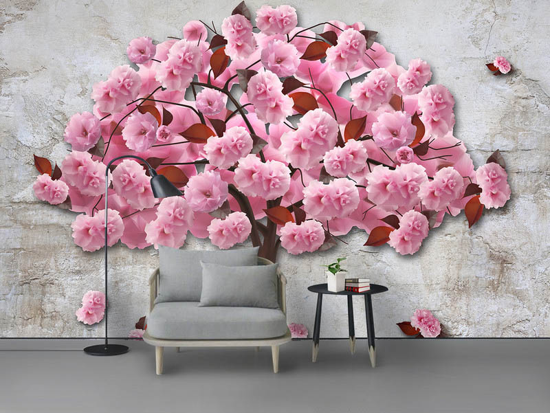 File of fake rose tree wall background picture - DT022