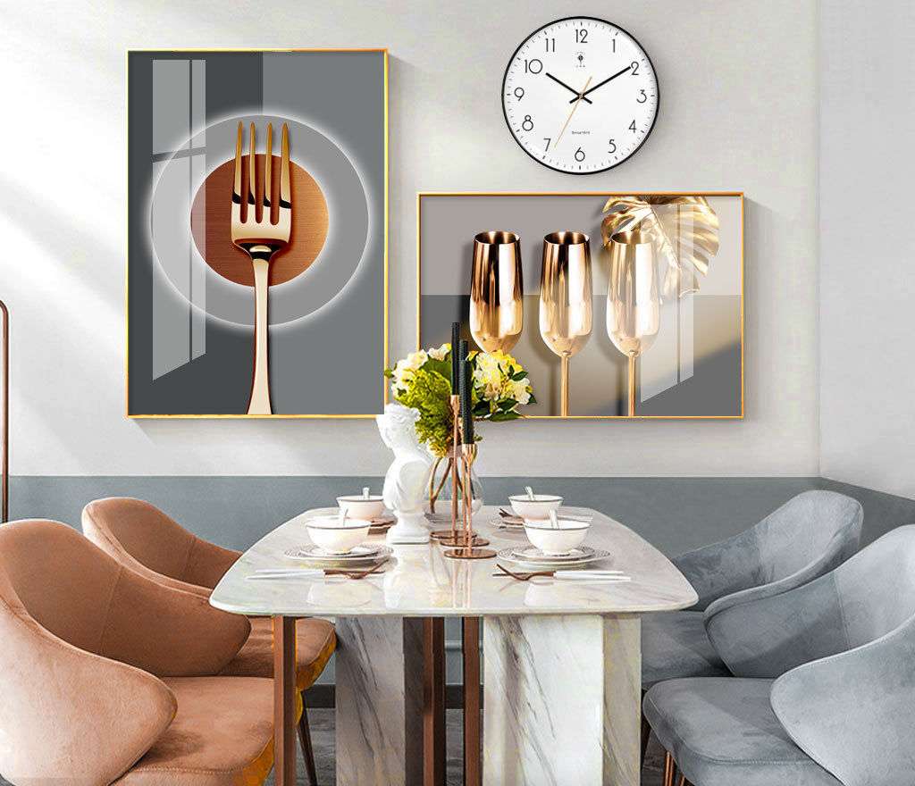 Set of 2 Modern Abstract Art Files for Dining Room - HQ-491