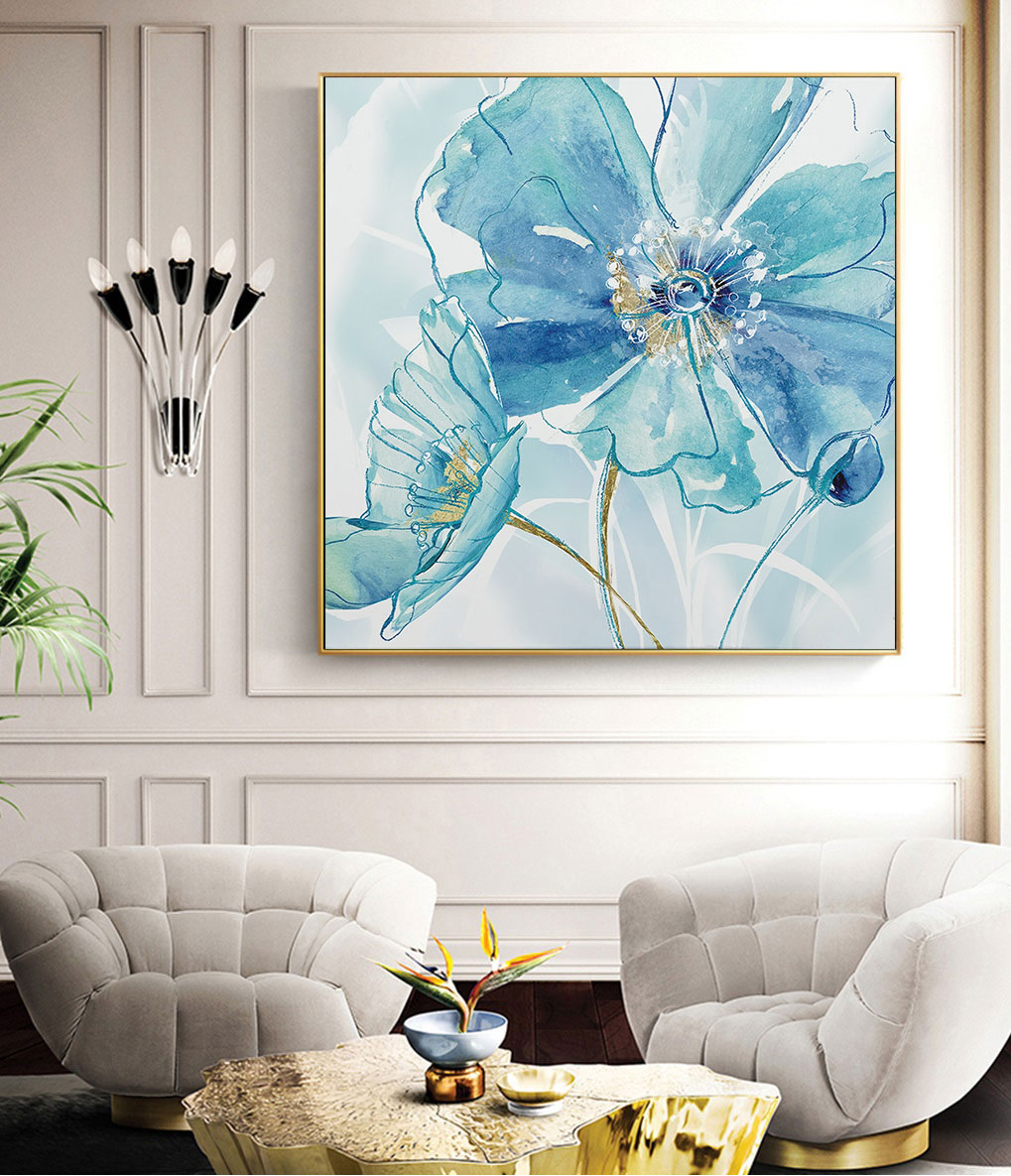 Hand-painted blue poppy picture file - HL0023