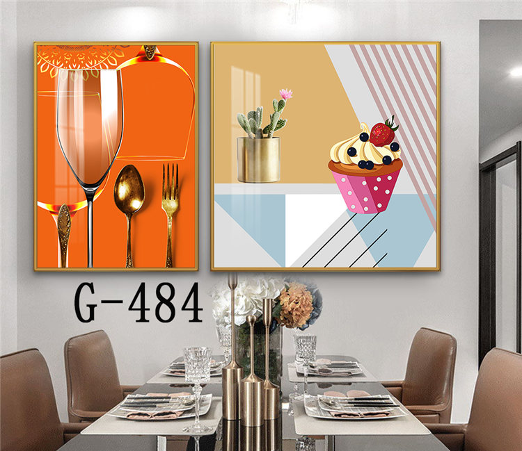 Picture file set of 2 abstract modern dining room - G-484