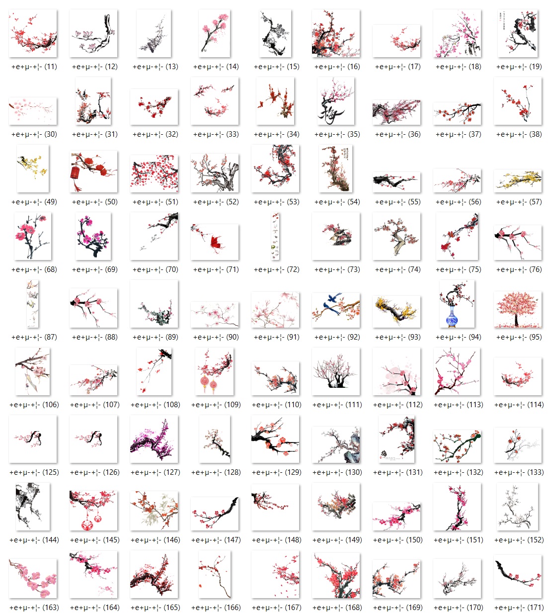 870 hand-drawn peach blossom png files - HLA1