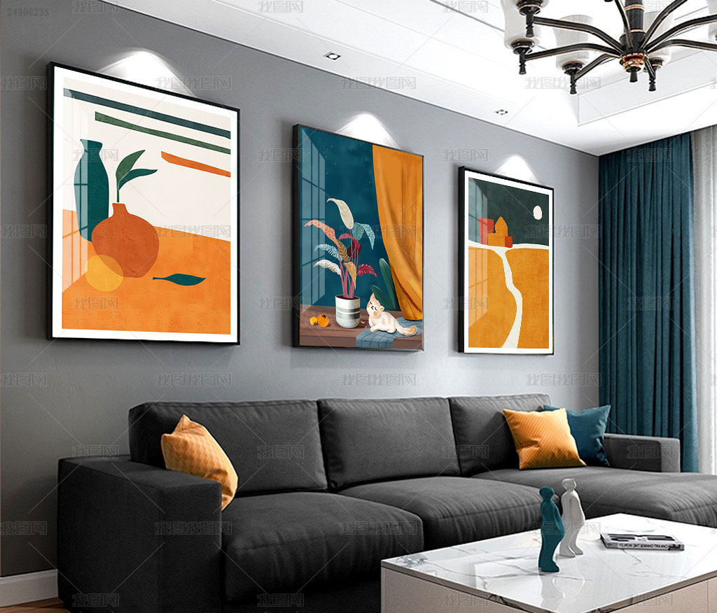 Set of 3 Modern Abstract Art Files - HQ-477