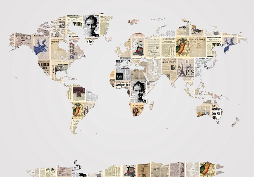 File of World Map in Newspaper Style - DT040