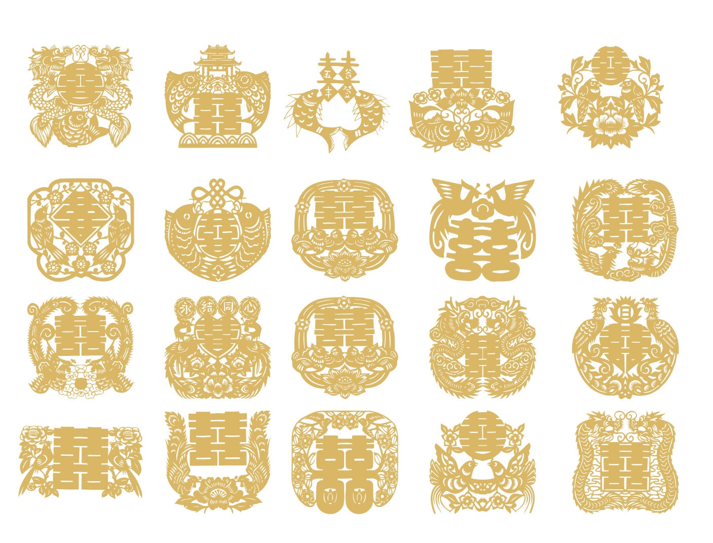 6 sets of beautiful Hy (duplex) vector files for wedding designs, wedding invitations - WDA2