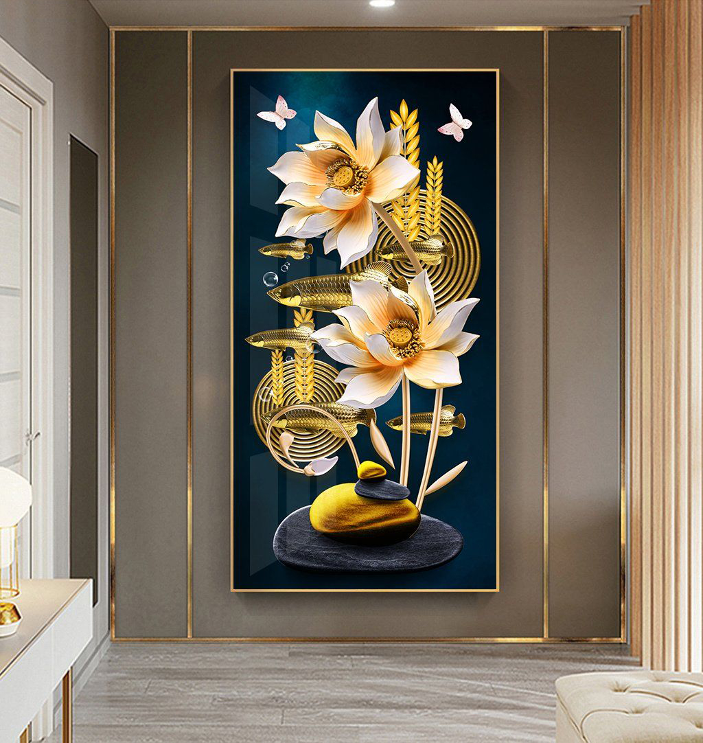 Modern arowana lotus painting file - S014