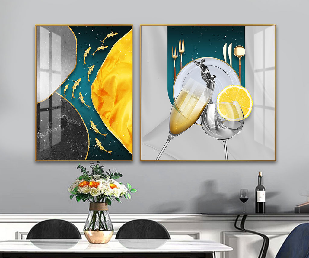 Set of 2 Modern Abstract Art Files for Dining Room - HQ-504