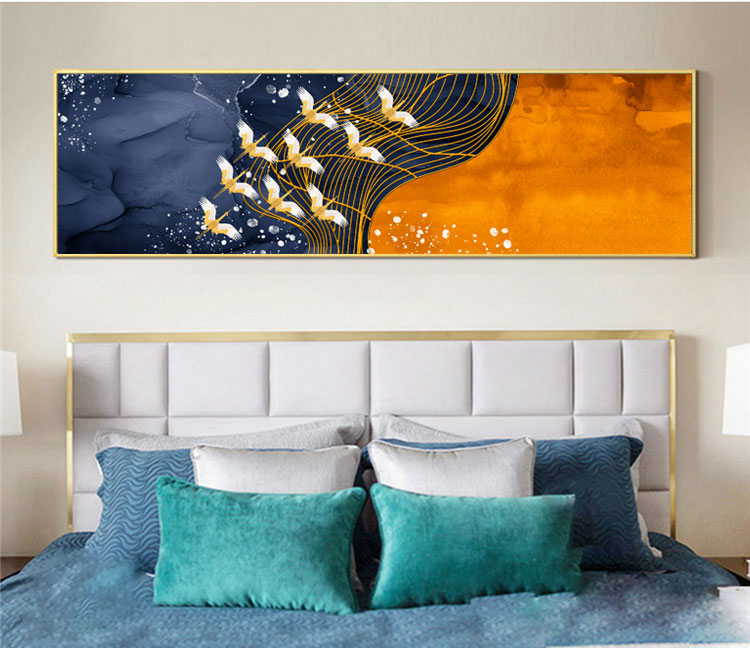 Abstract file of yellow birds decorating the bedroom - OP23433675