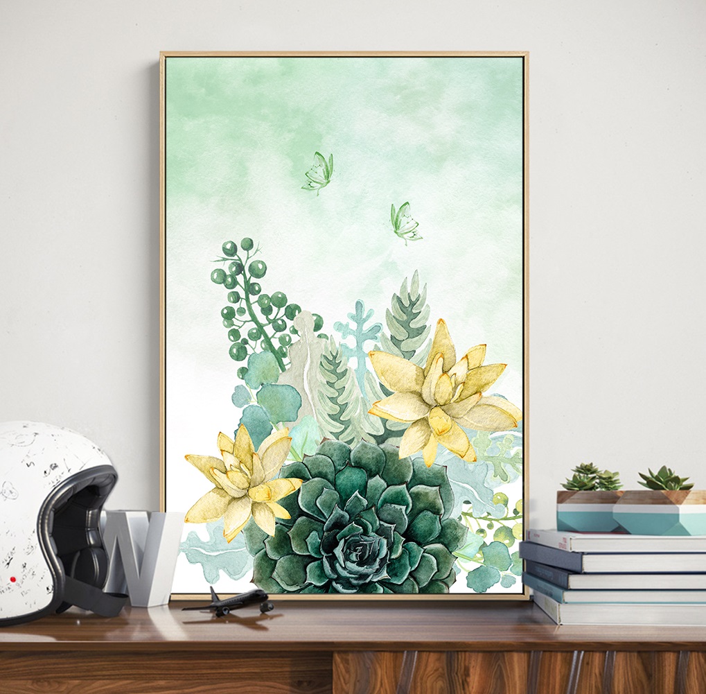 File of 3 watercolor hand-painted flowers and leaves - HL0029