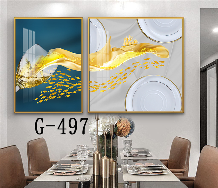 Picture file set of 2 abstract modern dining room - G-497