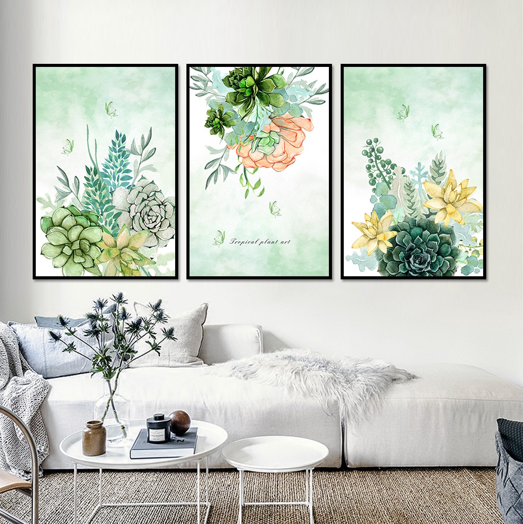 File of 3 watercolor hand-painted flowers and leaves - HL0029