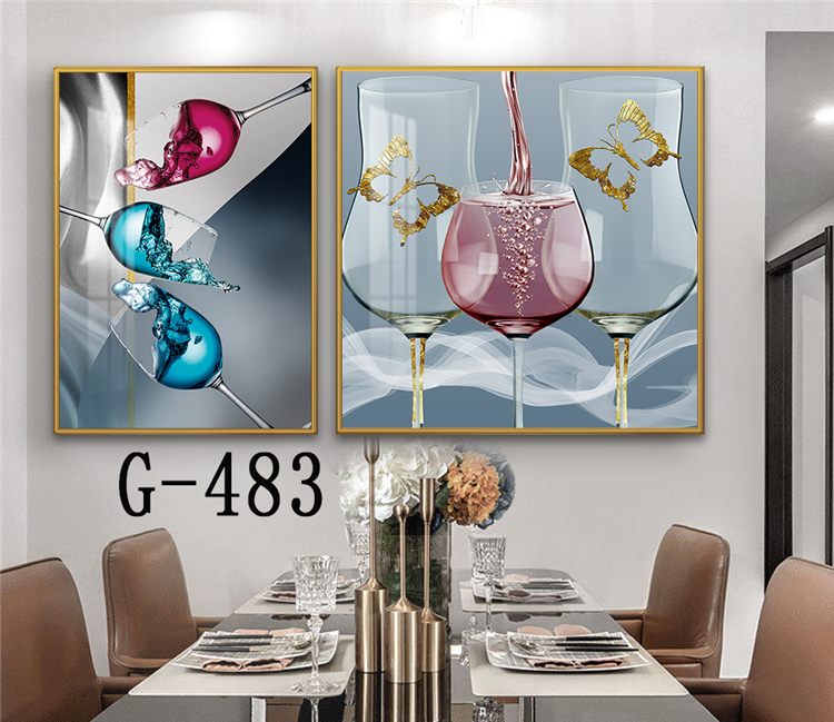 Picture file set of 2 abstract modern dining room - G-483