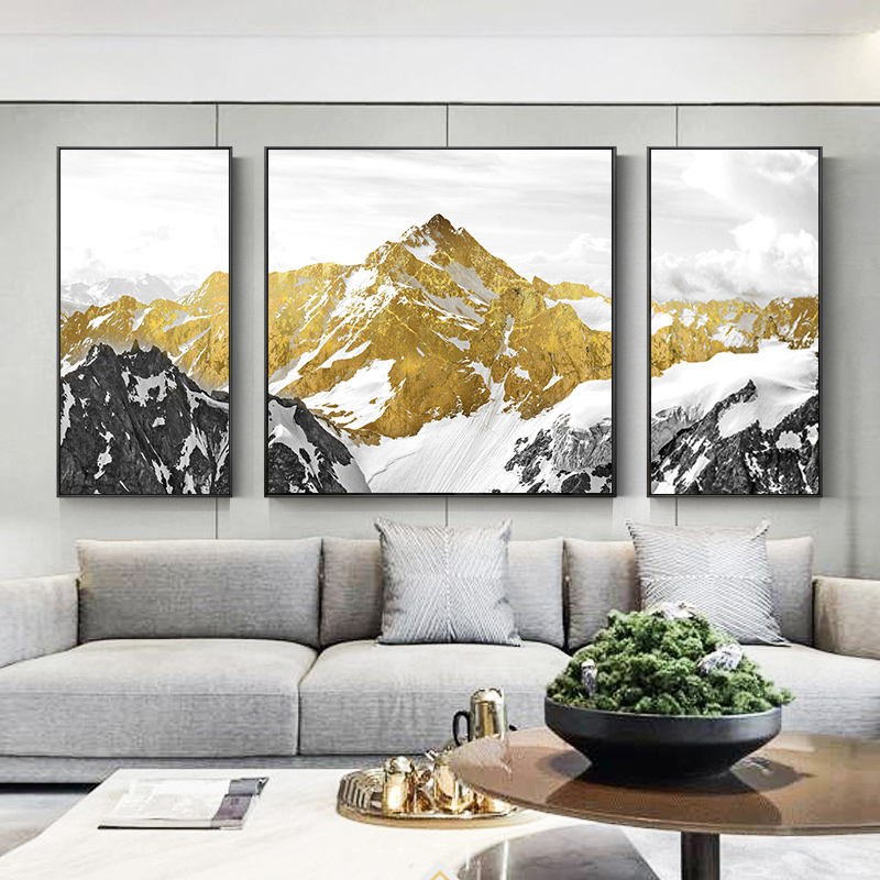 Modern Black and Yellow Rocky Mountain Oil Painting File - B040